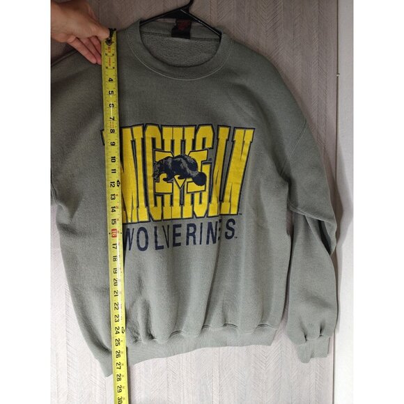 Michigan Wolverines Vintage Crewneck Graphic Sweatshirt Size Large Grey Spellout - Picture 4 of 11